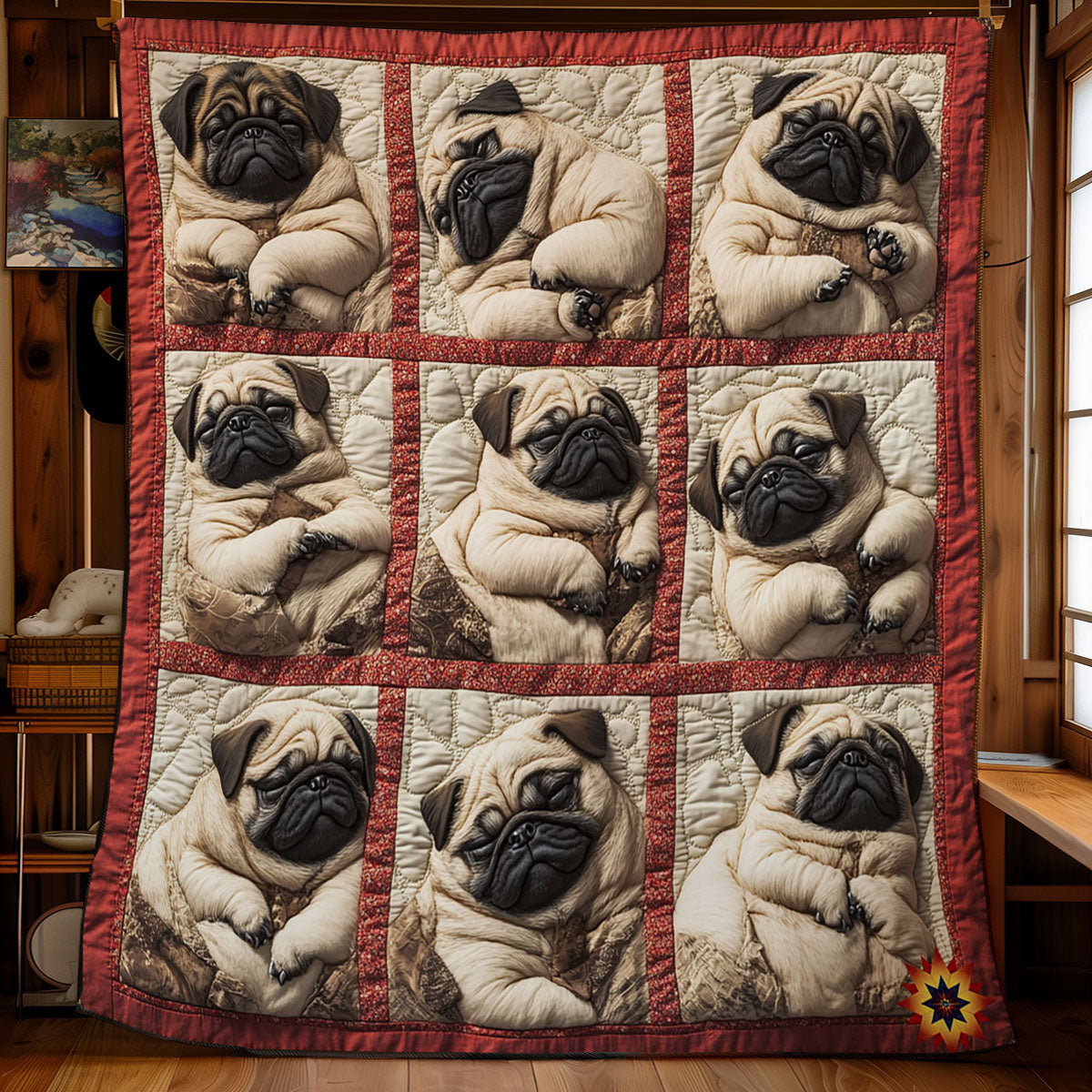 Cute Sleeping Pug WY2712020CL Quilt Blanket