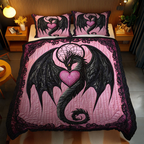 Dragon’s Enchanted Heart WN1002059CL Quilted Bedding Set