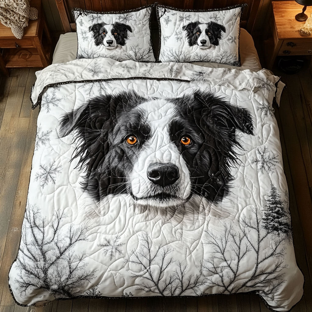 Border Collie Winter WT1901018CL Quilted Bedding Set