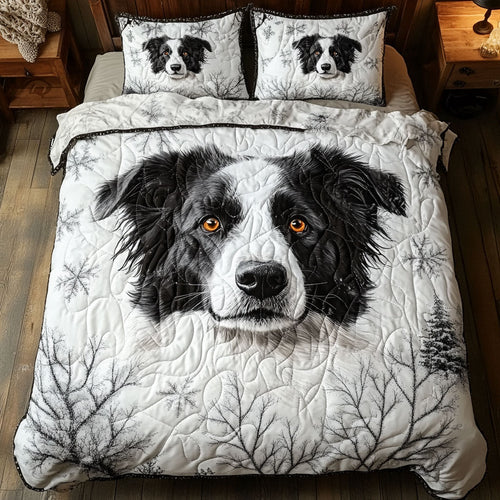 Border Collie Winter WT1901018CL Quilted Bedding Set