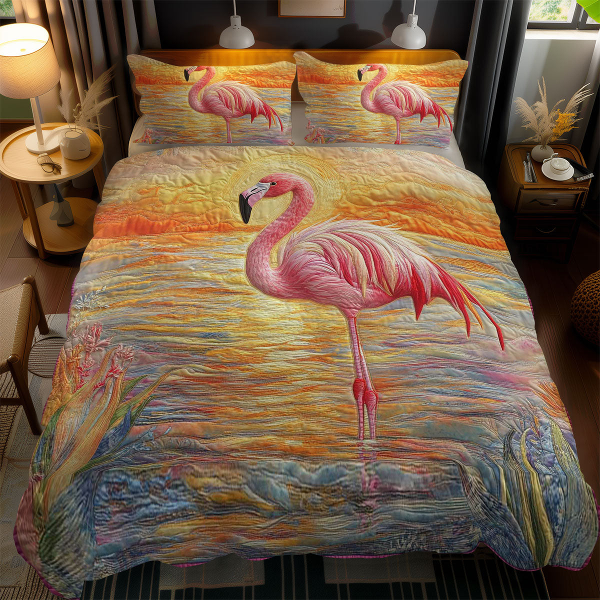 Elegant Flamingo WN1102050CL Quilted Bedding Set
