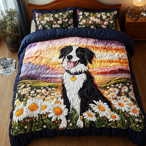 Border Collie Flower WT1901005CL Quilted Bedding Set