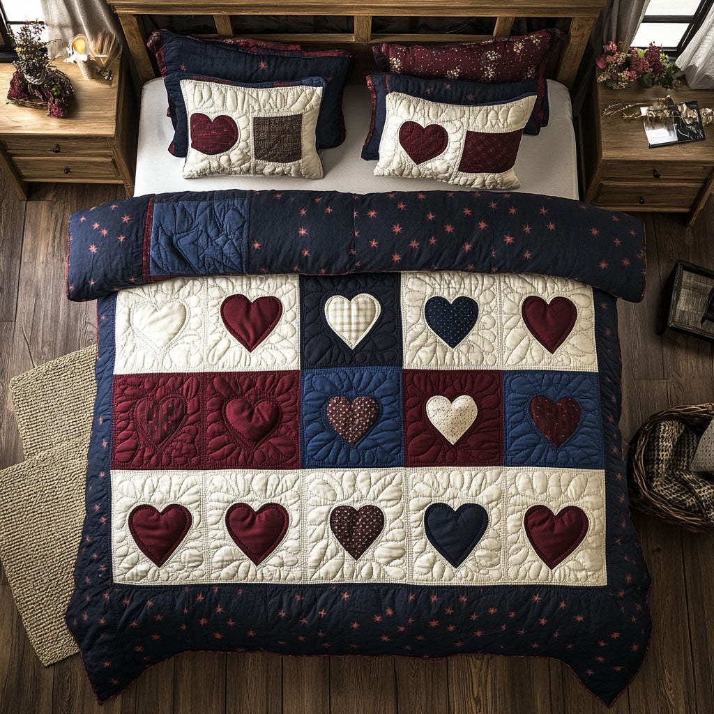 Square Hearts WY1402080CL Quilted Bedding Set