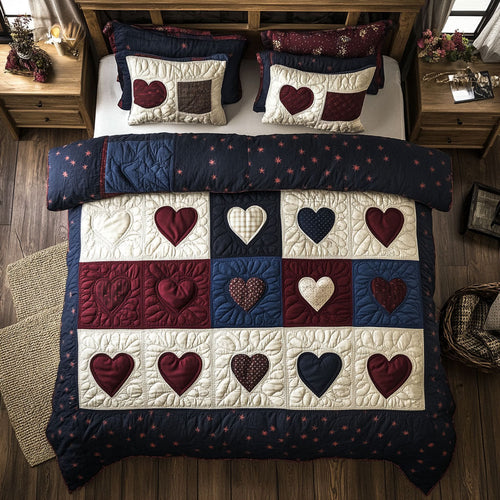 Square Hearts WY1402080CL Quilted Bedding Set