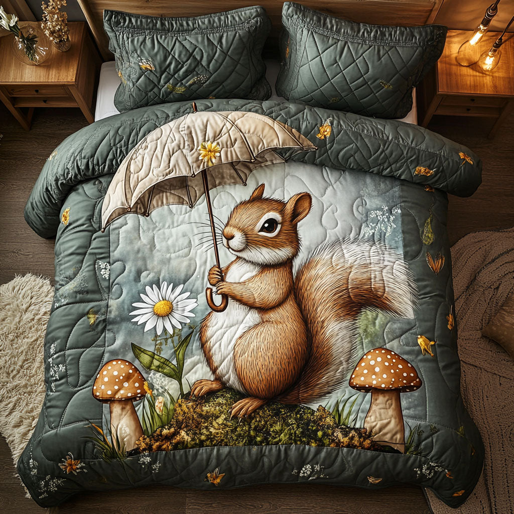 Squirrel Umbrella WT2402013CL Quilted Bedding Set