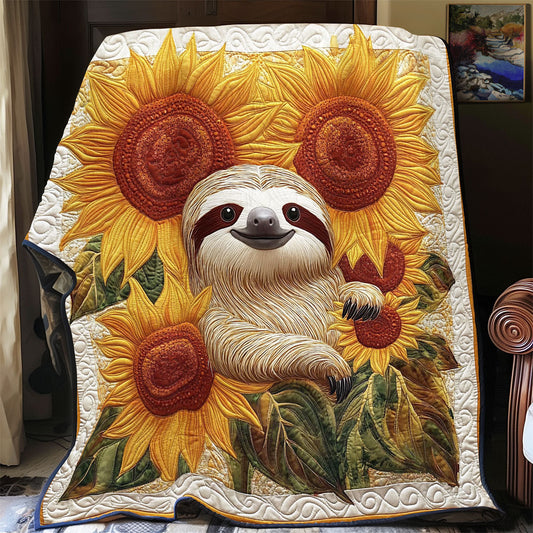 Sloth In Sunflower Garden WY0202058CL Quilt Blanket