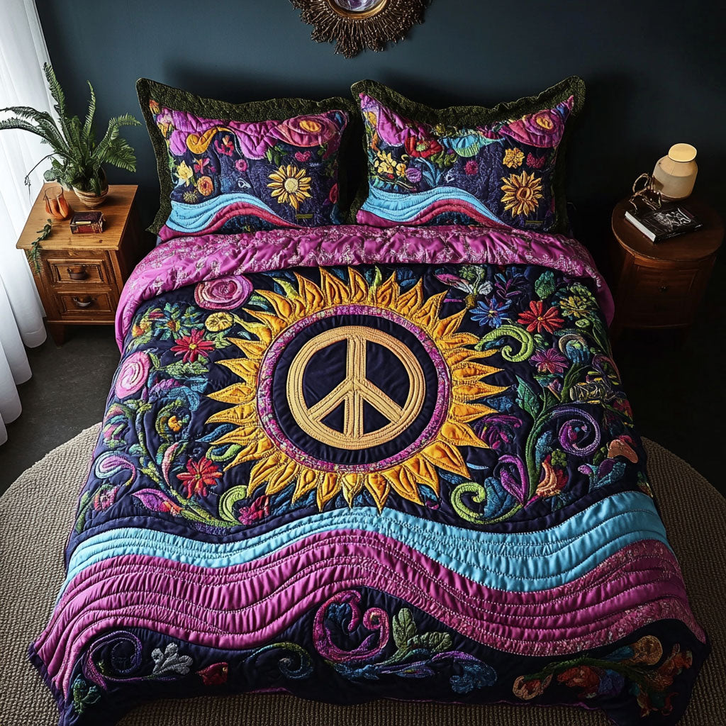 Peace Sign Sun WY1902026CL Quilted Bedding Set
