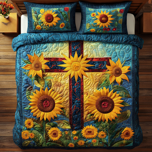 Cross Sunflowers XR1902005CL Quilted Bedding Set