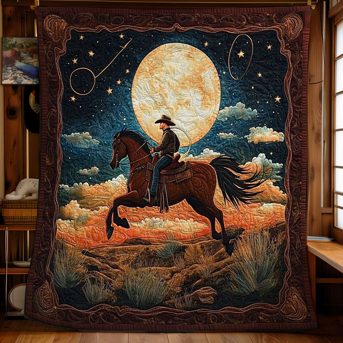 Cowoy In Night Desert WY2101052CL Quilt Blanket