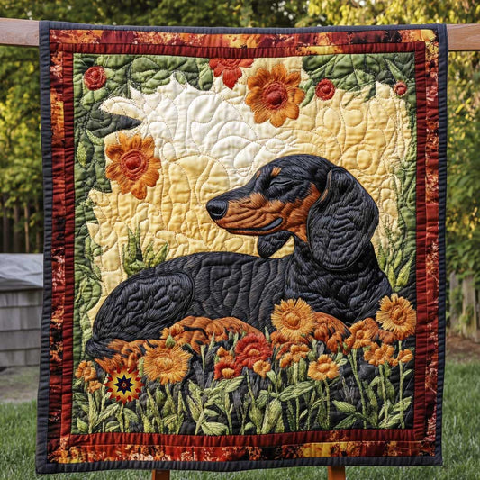 Chilling Garden Dachshund WP0110010CL Quilt Blanket