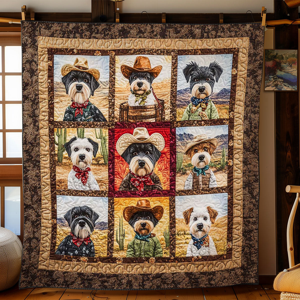 Cactus Schnauzer WN0901011CL Quilt Blanket
