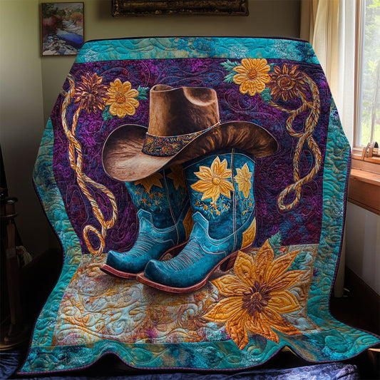 Sunflower Cowboy Boots WY1211026CL  Quilt Blanket