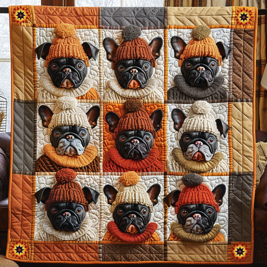 Autumn French Bulldogs WG1003011CL Quilt Blanket