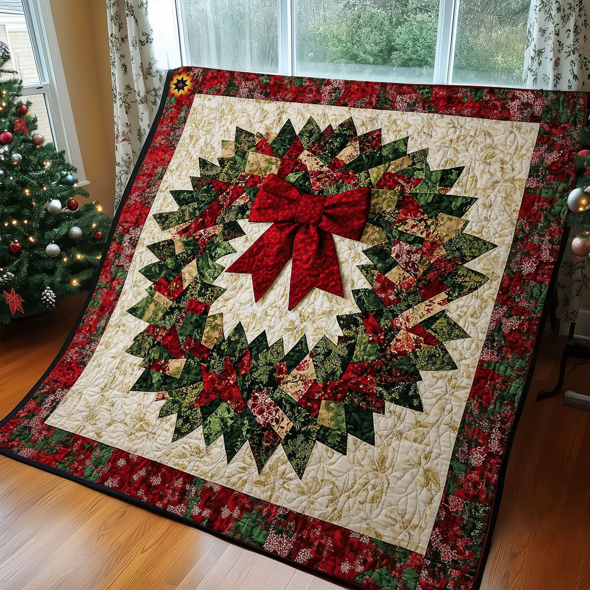 Trigger Pattern Christmas Wreath WY211013CL Quilt Blanket