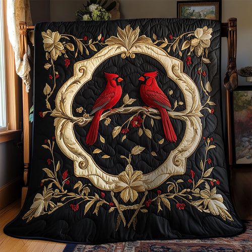 Cardinal In Royal Wreath WY1902067CL Quilt Blanket