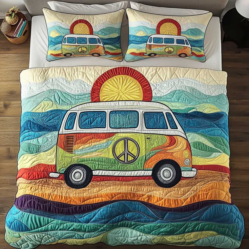 Vintage Camping Car Getaway WN1302041CL Quilted Bedding Set