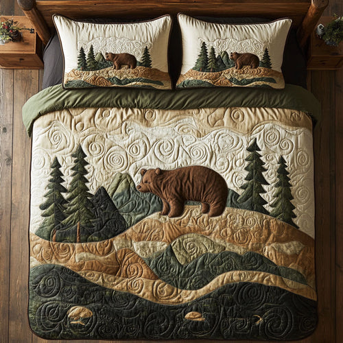 Brown Bear In Forest WY1102174CL Quilted Bedding Set