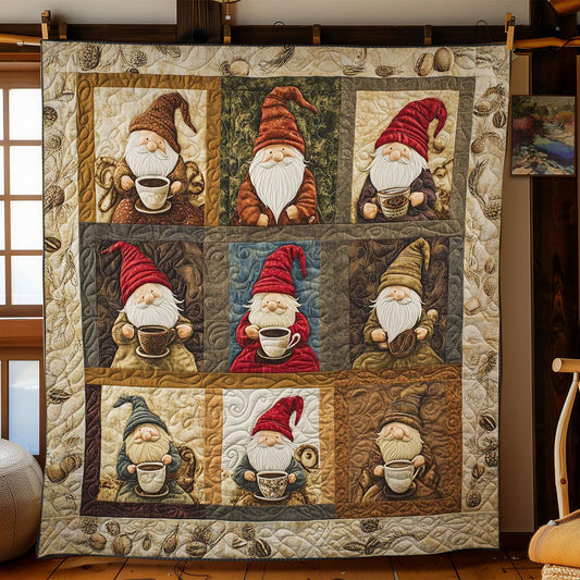Cozy Coffee Gnomes WN2612004CL Quilt Blanket