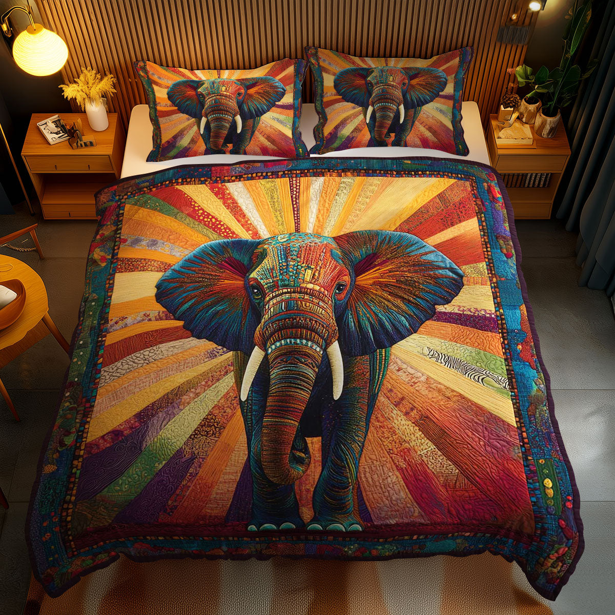 Majestic Elephant WN1002070CL Quilted Bedding Set