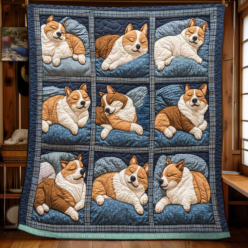 Adorable Corgi Winter WP1809010CL Quilt Blanket