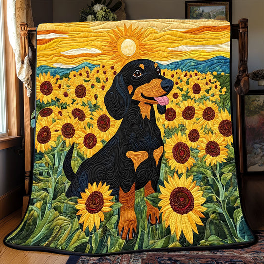Dachshund Sunflower WX0602034CL Quilt Blanket