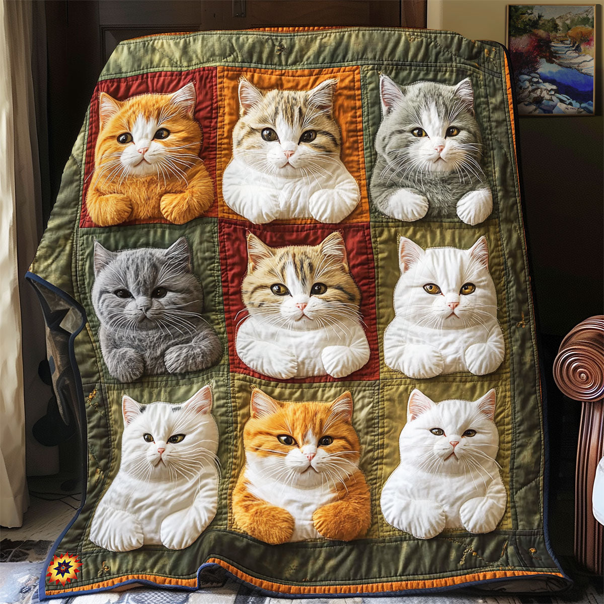 Adorable Cat Mosaic  WX2612001CL Quilt Blanket