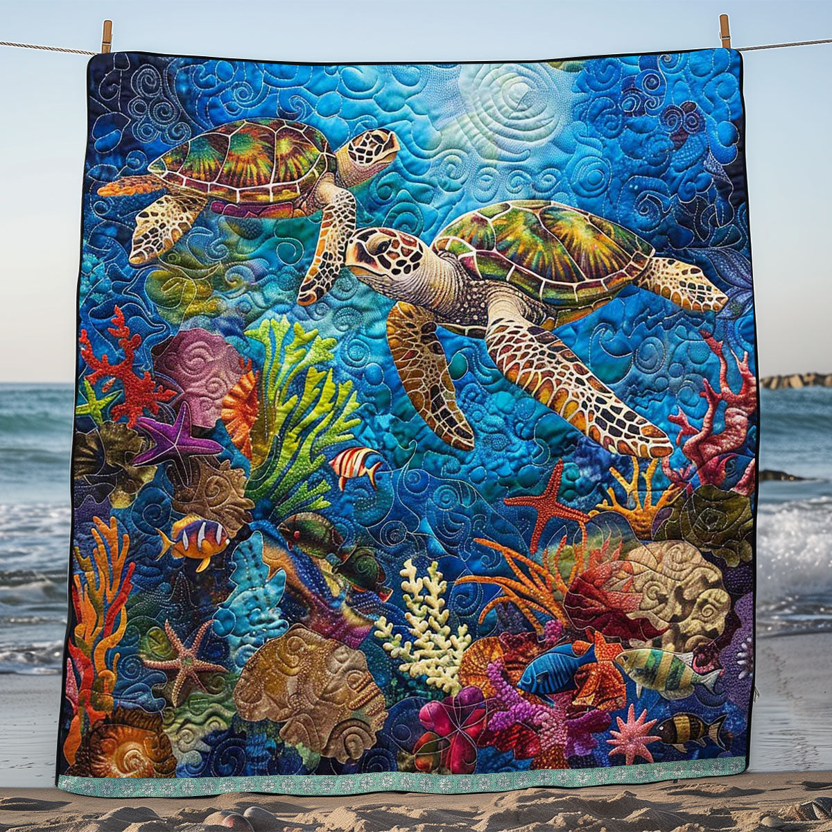 Sea Turtle WJ1909015CL Quilt Blanket