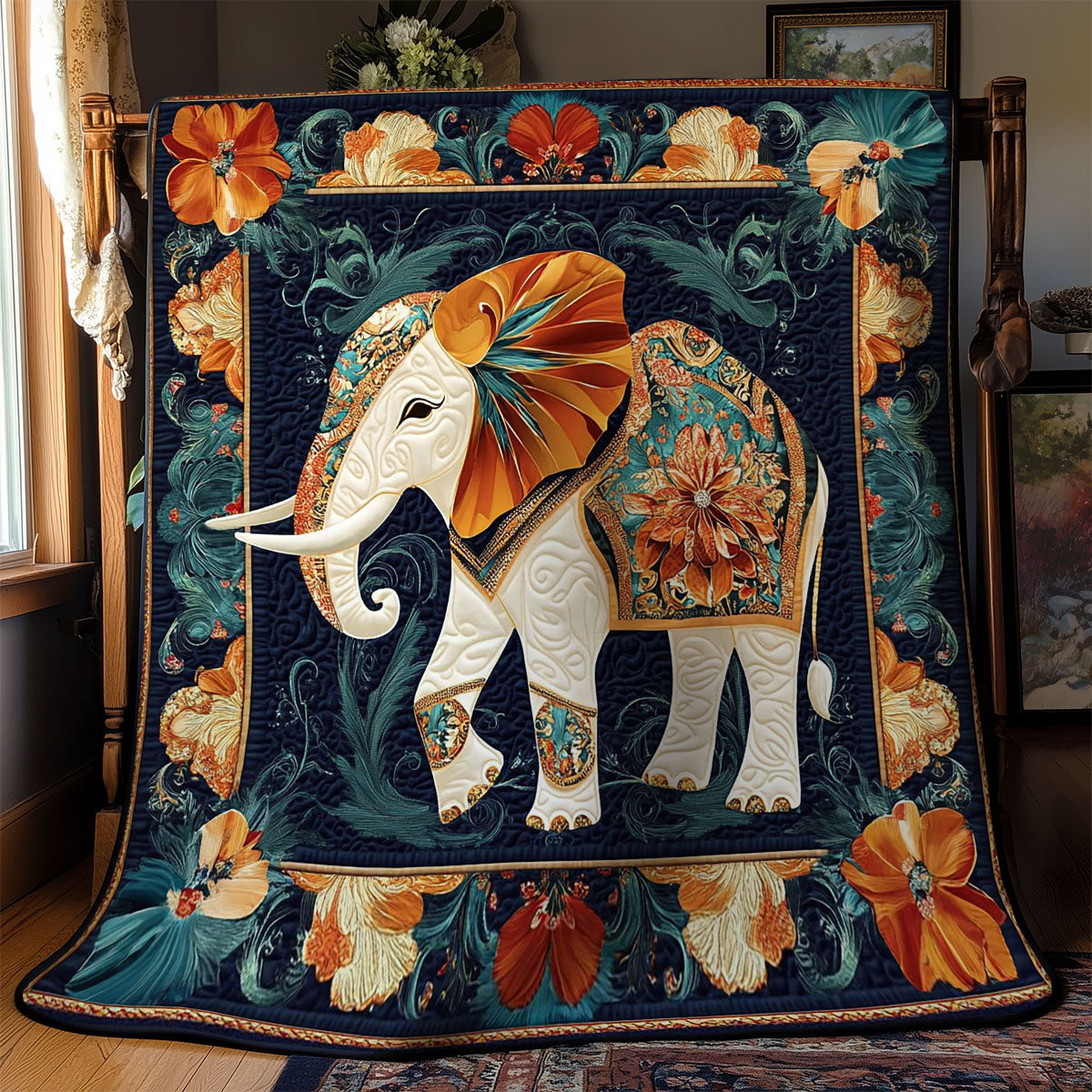 Abstract Flower Elephant WY2301041CL Quilt Blanket