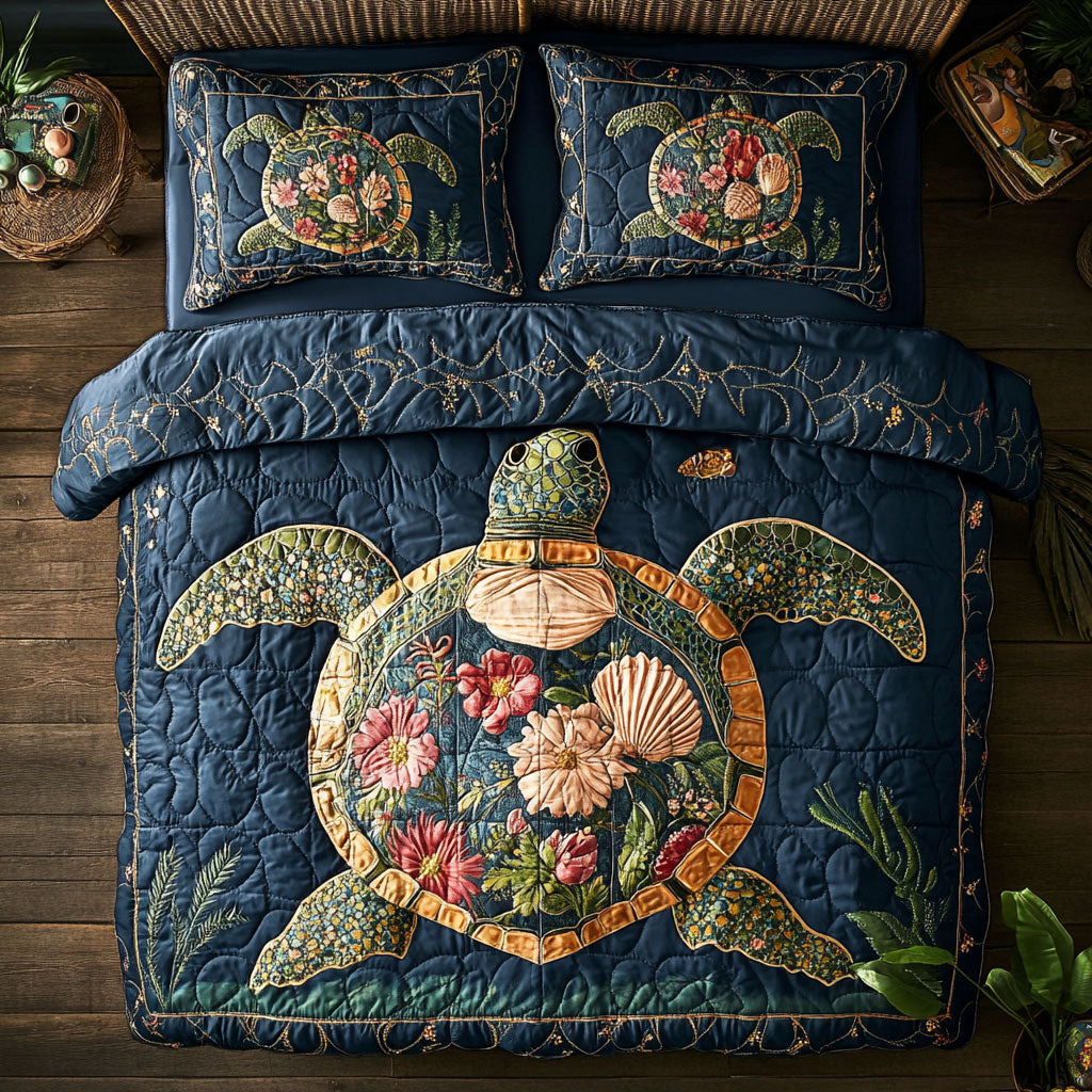 Flower Turtle Shell WY1902010CL Quilted Bedding Set