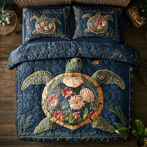 Flower Turtle Shell WY1902010CL Quilted Bedding Set