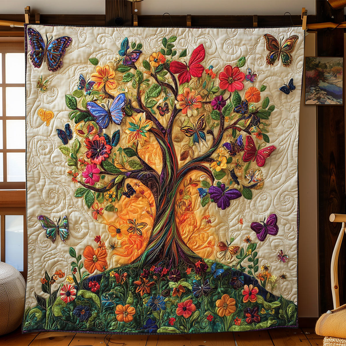 Butterfly Tree Of Life WJ1701005CL Quilt Blanket