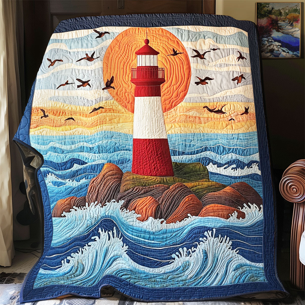 Twilight Lighthouse CW1407048CL Quilt Blanket