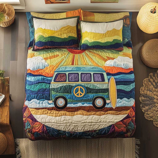 Boho Camping Car Freedom WN1302043CL Quilted Bedding Set