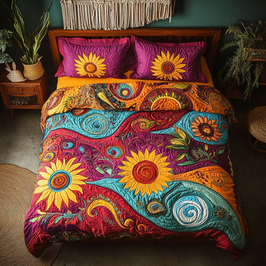 Vibrant Hippie Style Sunflower WY0503081CL Duvet Cover Set