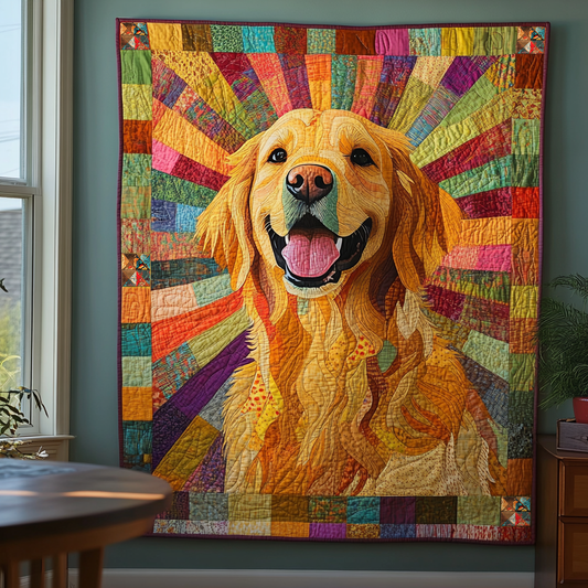 Rainbow Golden Retriever XR0310006CL Quilt Blanket