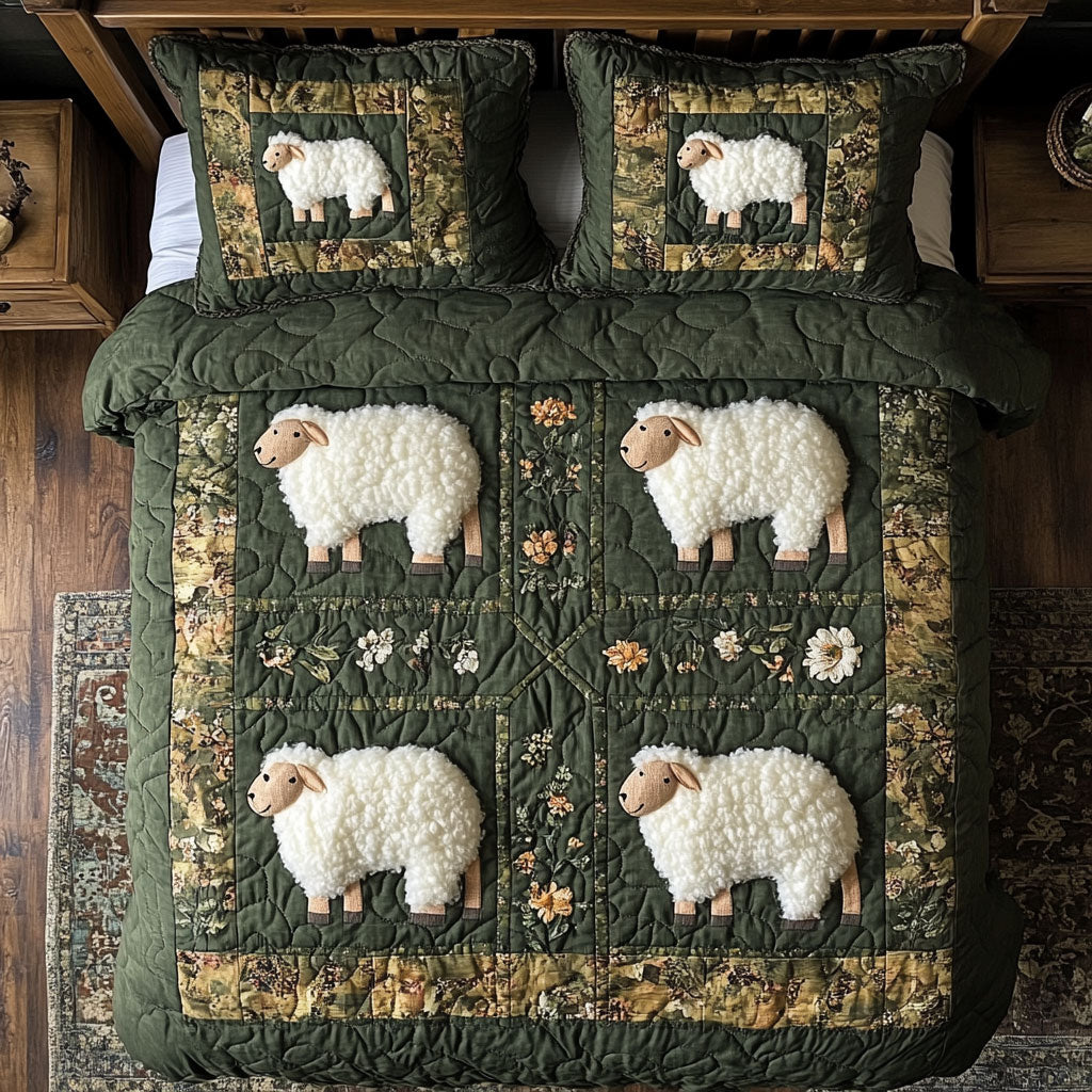 Flock Of Sheep WY1402084CL Quilted Bedding Set