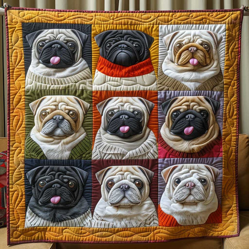 Puffy Pug Winter Fashion WP1009044CL Quilt Blanket