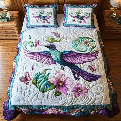 Hummingbird Flower WT2702008CL Quilted Bedding Set