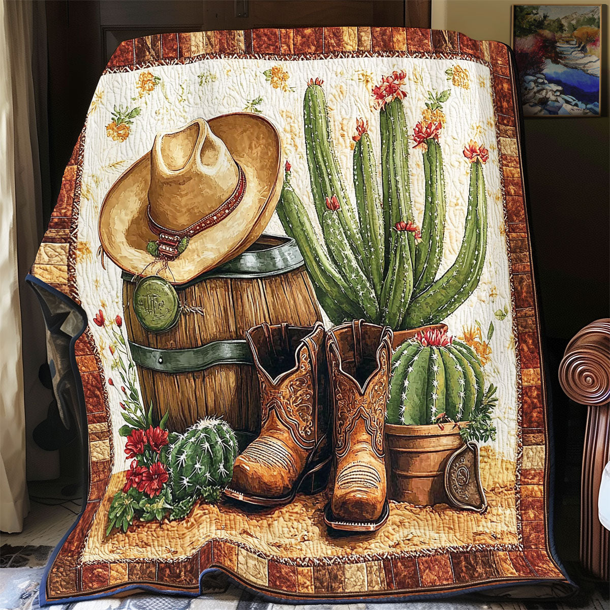 Cowboy In Desert WY2101051CL Quilt Blanket