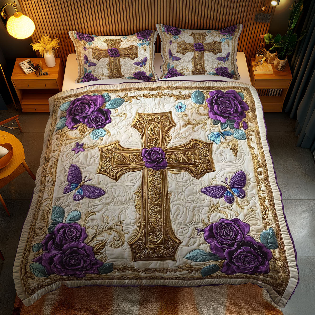 Faithful Cross WN1202067CL Quilted Bedding Set