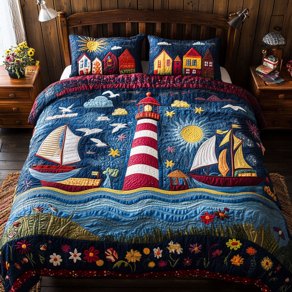 Sunlit Seaside Lighthouse WJ1303044CL Quilted Bedding Set