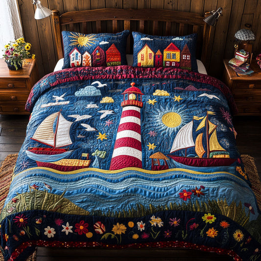 Sunlit Seaside Lighthouse WJ1303044CL Quilted Bedding Set