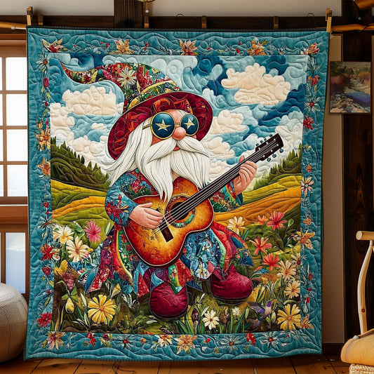 Hippie Gnome Playing Guitar WY1612017CL Quilt Blanket