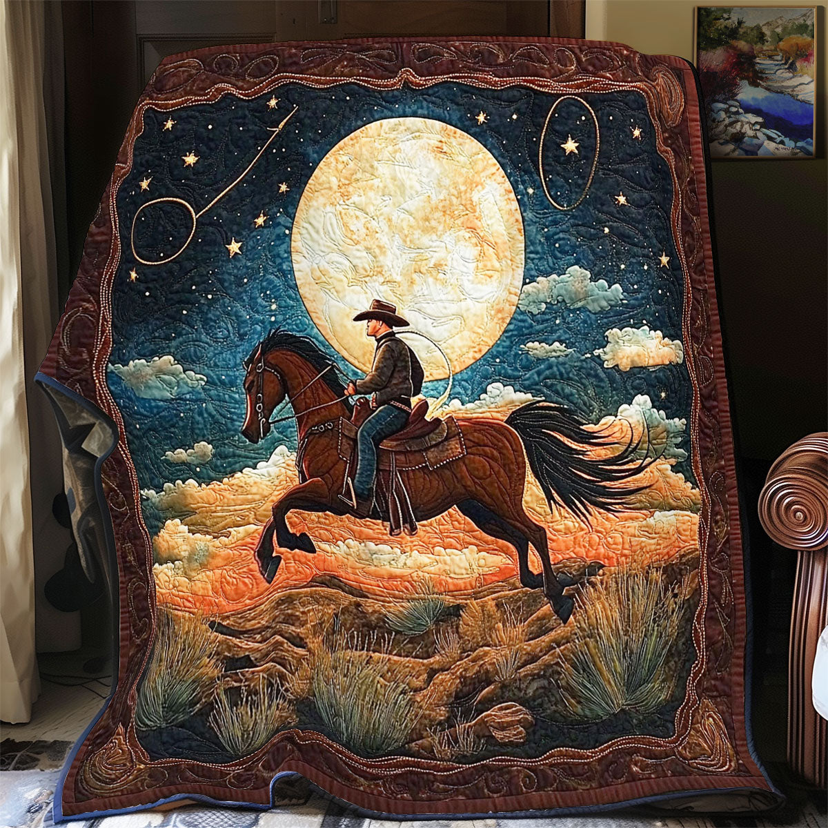 Cowoy In Night Desert WY2101052CL Quilt Blanket