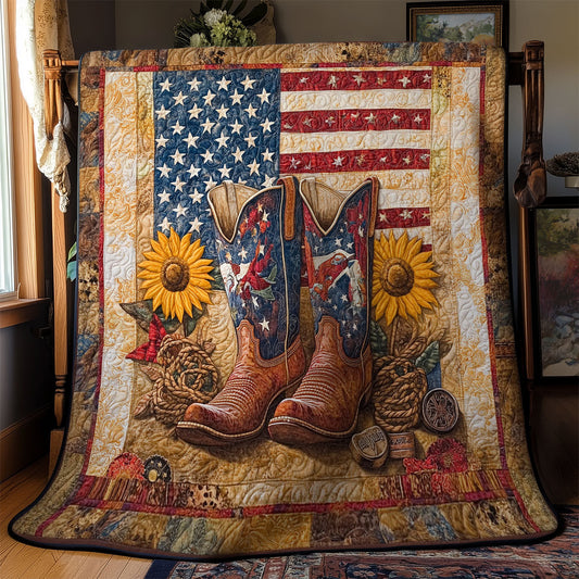 Cowboy Boots And Sunflower WY2301047CL Quilt Blanket