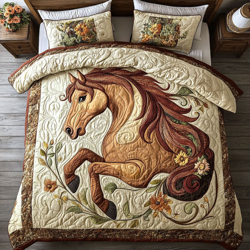 Majestic Horse In Garden WY1202035CL Quilted Bedding Set