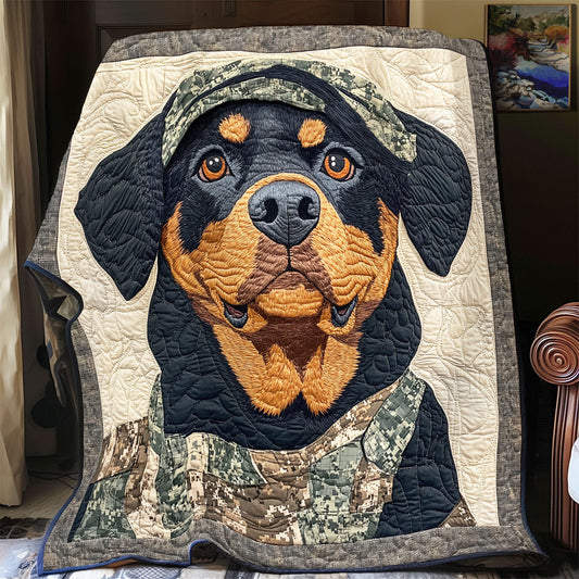 Military Rottweiler WX0601027CL Quilt Blanket