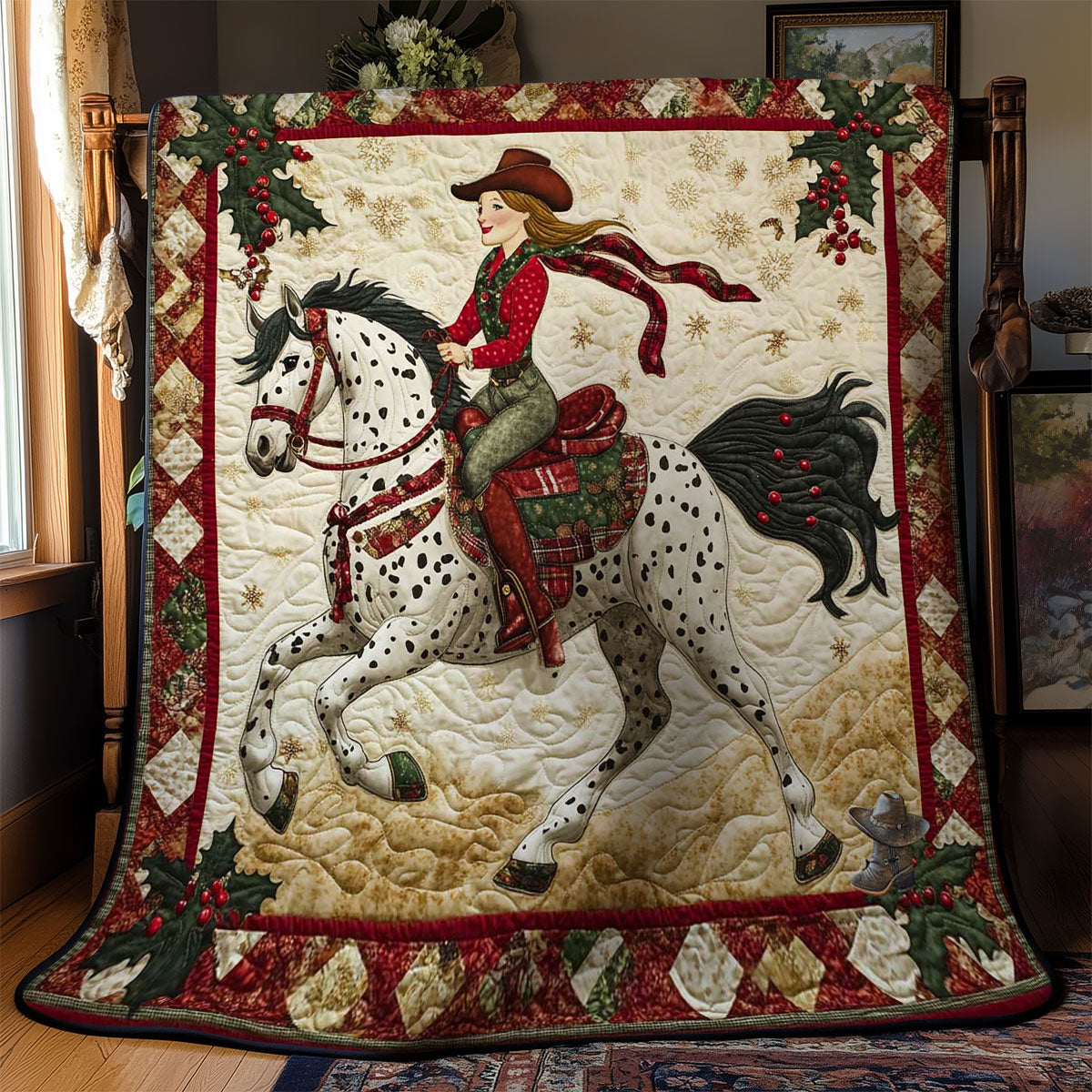 Cowgirl’s Christmas Horse WN2911037CL Quilt Blanket