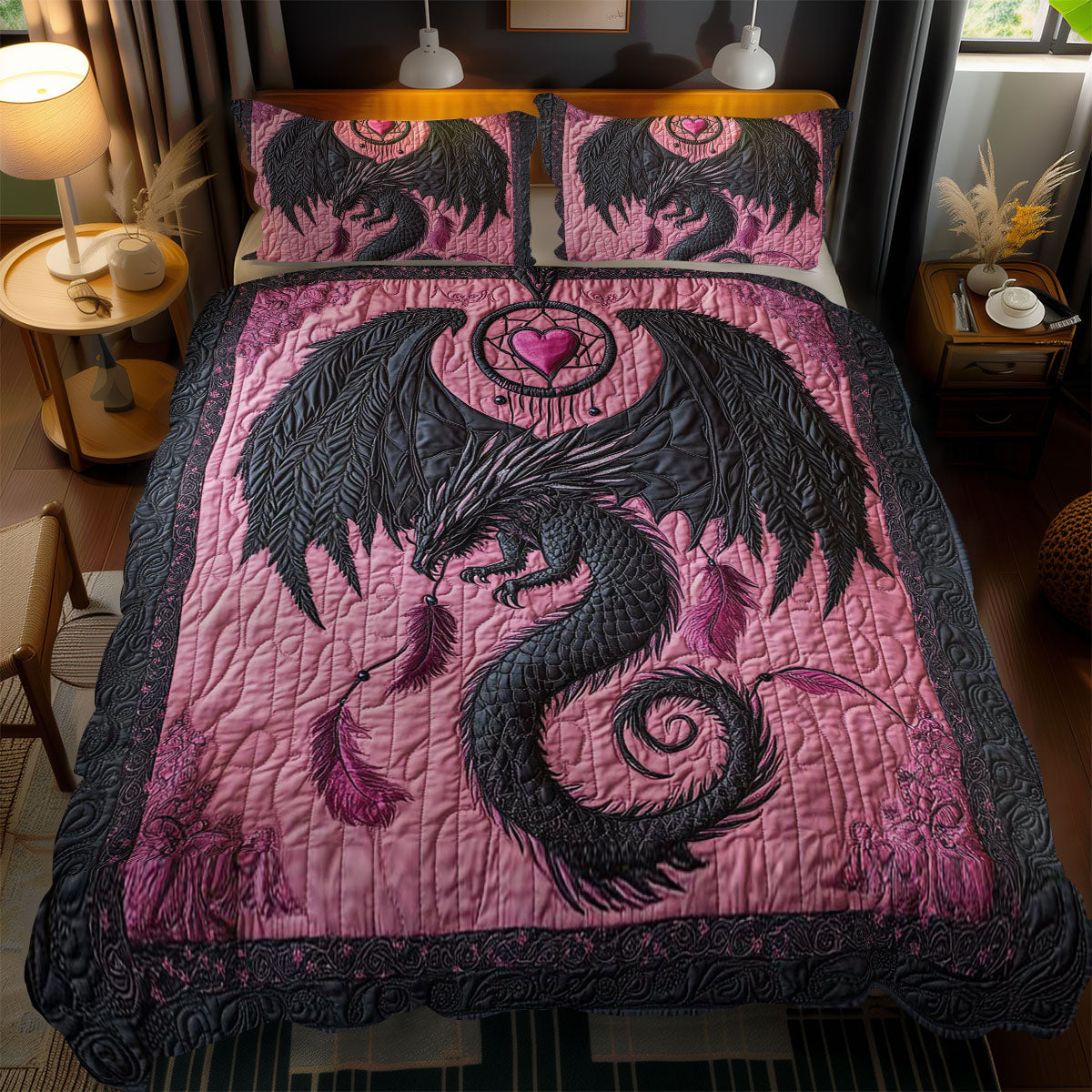 Mystic Dragon Love WN1002073CL Quilted Bedding Set