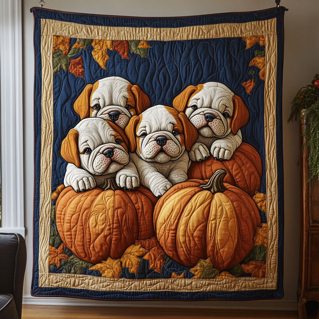 Autumn Bulldog CW2908050CL Quilt Blanket